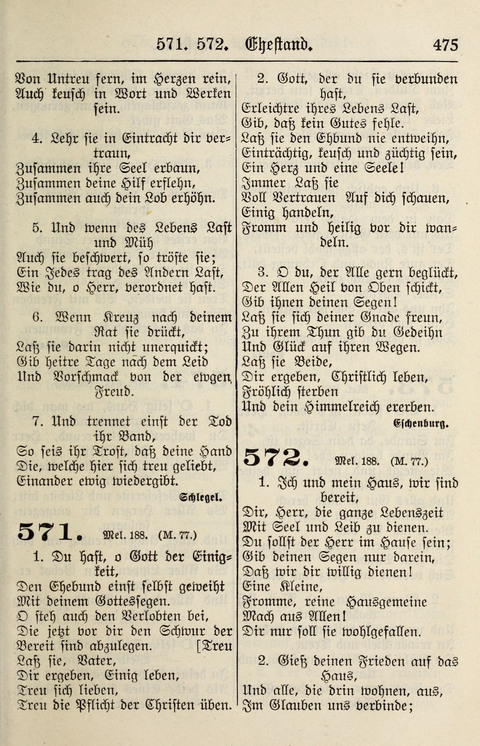 Gesangbuch für deutsche Gemeinden: enthaltend Psalmen und geistliche Lieder für öffentlichen und häuslichen Gottesdienst page 475