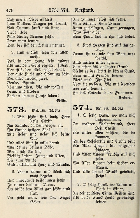 Gesangbuch für deutsche Gemeinden: enthaltend Psalmen und geistliche Lieder für öffentlichen und häuslichen Gottesdienst page 476