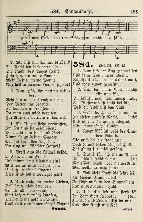Gesangbuch für deutsche Gemeinden: enthaltend Psalmen und geistliche Lieder für öffentlichen und häuslichen Gottesdienst page 485