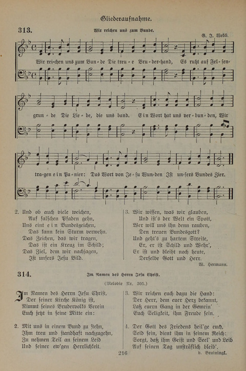 Gesangbuch der Evangelischen Gemeinschaft: für öffentlichen und häuslichen Gottesdient page 216
