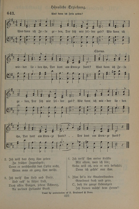 Gesangbuch der Evangelischen Gemeinschaft: für öffentlichen und häuslichen Gottesdient page 423