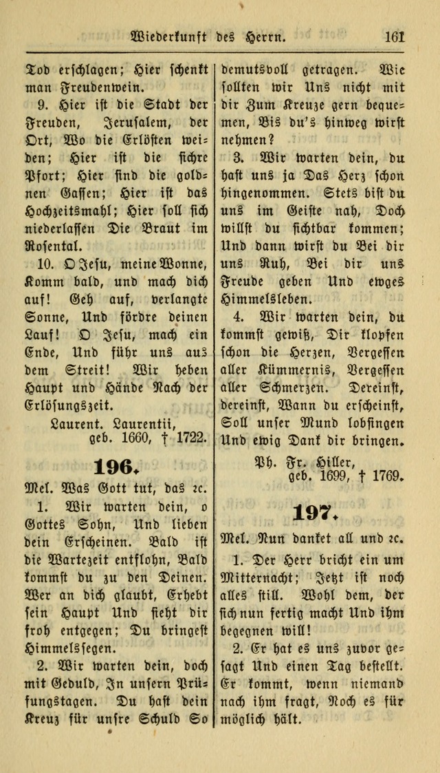 Gesangbuch der Evangelischen Kirche: herausgegeben von der Deutschen Evangelischen Synode von Nord-Amerika page 161