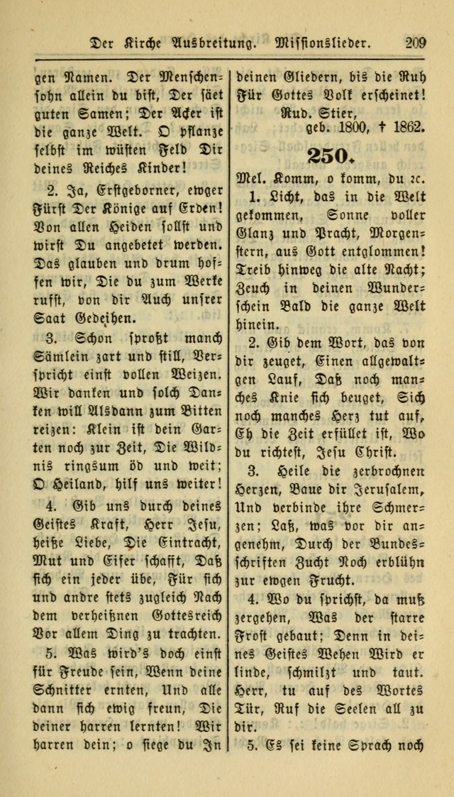 Gesangbuch der Evangelischen Kirche: herausgegeben von der Deutschen Evangelischen Synode von Nord-Amerika page 209