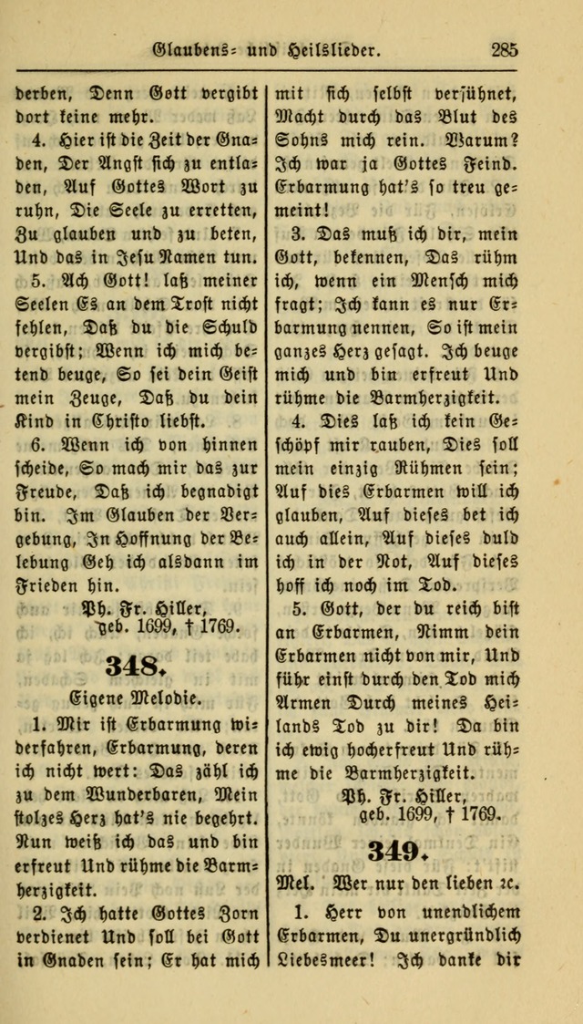 Gesangbuch der Evangelischen Kirche: herausgegeben von der Deutschen Evangelischen Synode von Nord-Amerika page 285