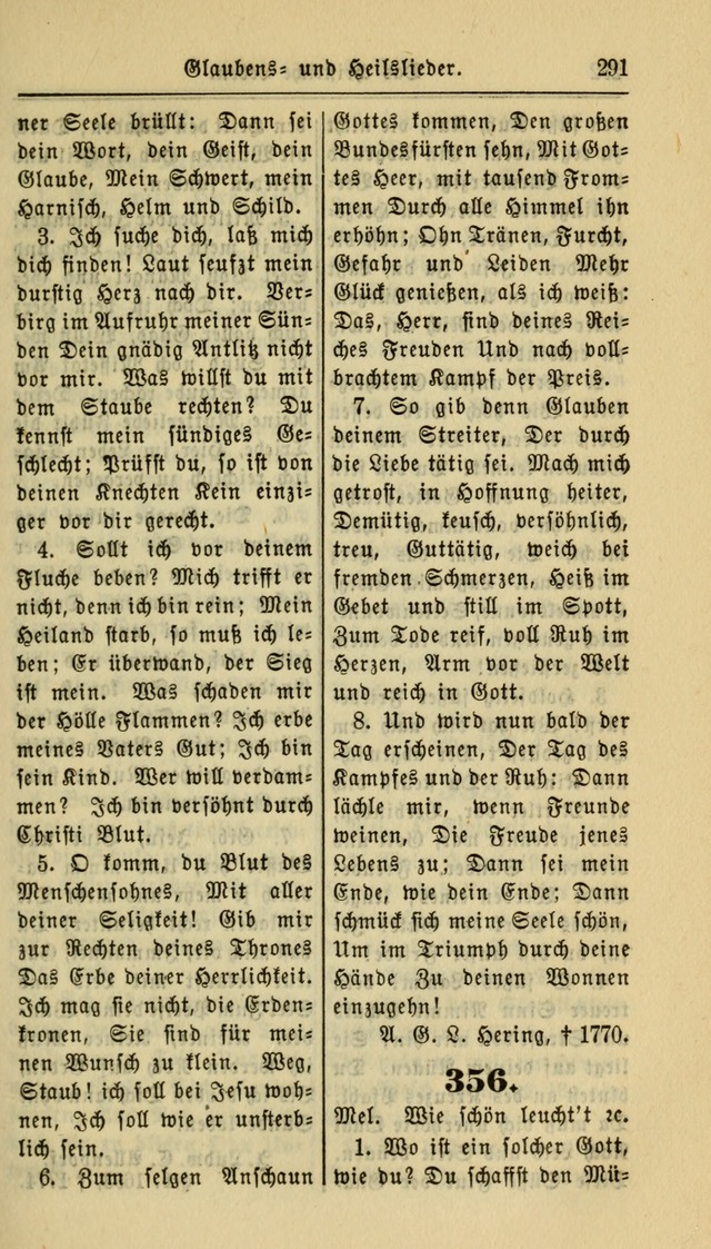 Gesangbuch der Evangelischen Kirche: herausgegeben von der Deutschen Evangelischen Synode von Nord-Amerika page 291