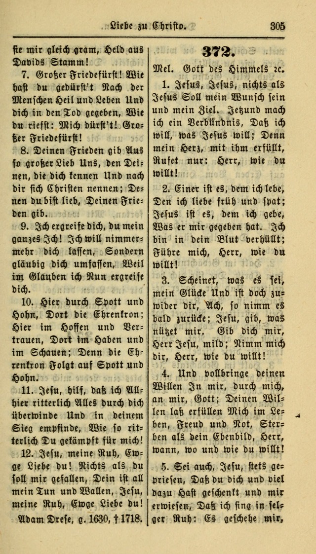 Gesangbuch der Evangelischen Kirche: herausgegeben von der Deutschen Evangelischen Synode von Nord-Amerika page 305