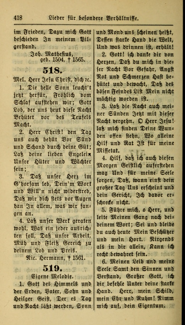 Gesangbuch der Evangelischen Kirche: herausgegeben von der Deutschen Evangelischen Synode von Nord-Amerika page 418