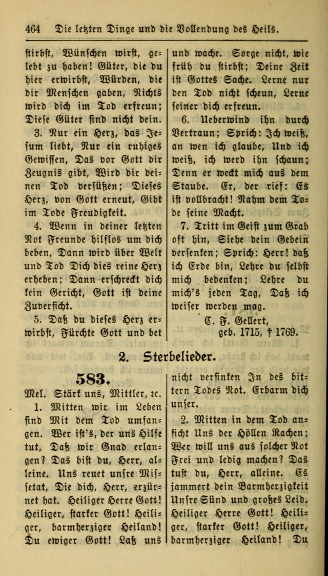 Gesangbuch der Evangelischen Kirche: herausgegeben von der Deutschen Evangelischen Synode von Nord-Amerika page 464