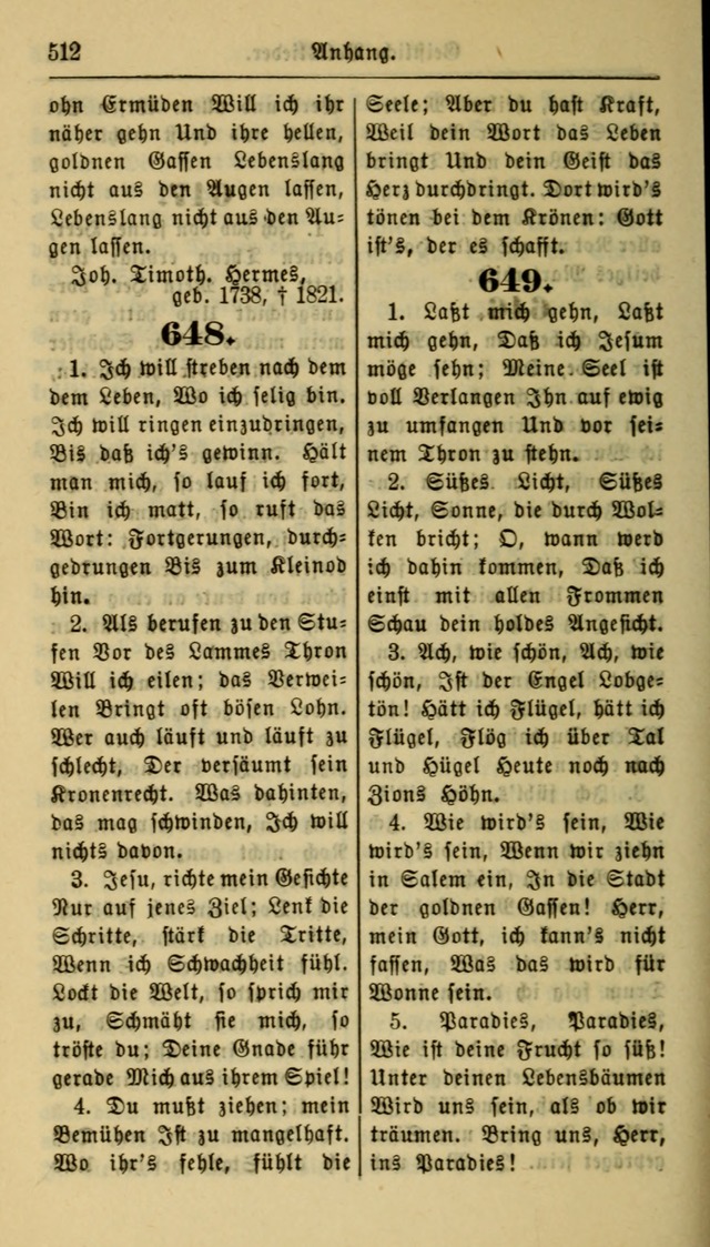Gesangbuch der Evangelischen Kirche: herausgegeben von der Deutschen Evangelischen Synode von Nord-Amerika page 512