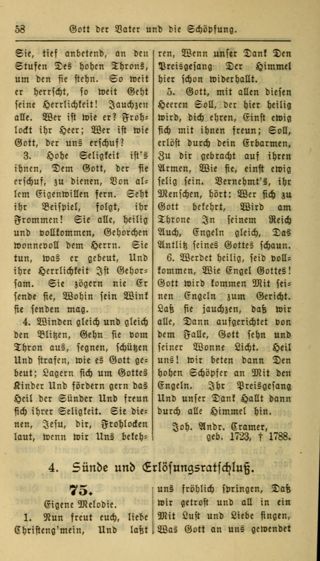 Gesangbuch der Evangelischen Kirche: herausgegeben von der Deutschen Evangelischen Synode von Nord-Amerika page 58
