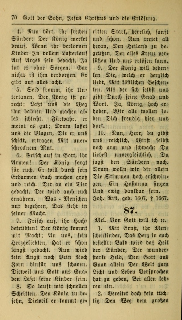 Gesangbuch der Evangelischen Kirche: herausgegeben von der Deutschen Evangelischen Synode von Nord-Amerika page 70