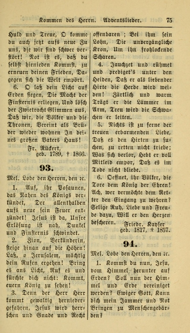 Gesangbuch der Evangelischen Kirche: herausgegeben von der Deutschen Evangelischen Synode von Nord-Amerika page 75