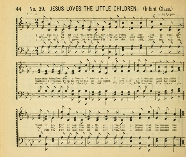 Grace and Glory: a choice collection of sacred songs, original and selected, for Sabbath-schools, revivals, etc. page 44