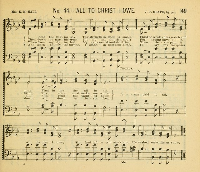 Grace and Glory: a choice collection of sacred songs, original and selected, for Sabbath-schools, revivals, etc. page 49