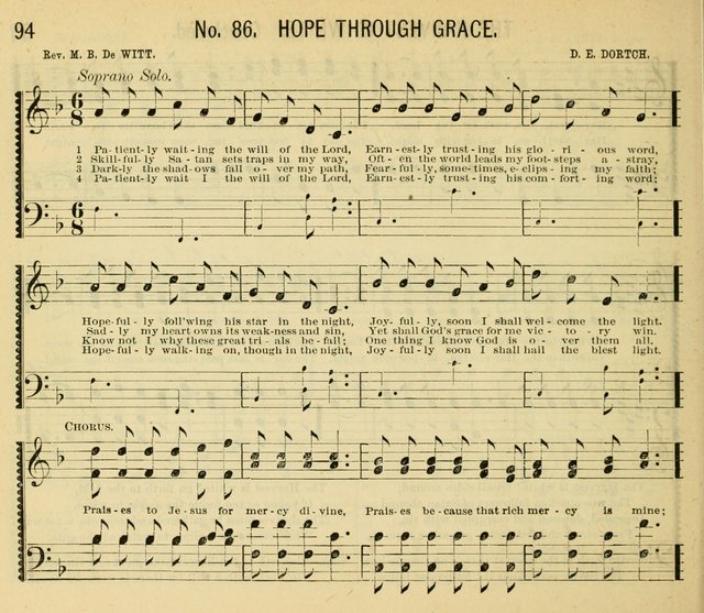 Grace and Glory: a choice collection of sacred songs, original and selected, for Sabbath-schools, revivals, etc. page 94