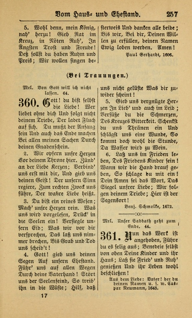 Gesangbuch für Gemeinden des Evangelisch-Lutherischen Bekenntnisses (14th ed.) page 257