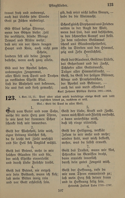Gesangbuch: zum gottesdienstlichen und häuslichen Gebrauch in Evangelischen Mennoniten-Gemeinden (3rd ed.) page 107