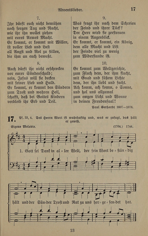 Gesangbuch: zum gottesdienstlichen und häuslichen Gebrauch in Evangelischen Mennoniten-Gemeinden (3rd ed.) page 13
