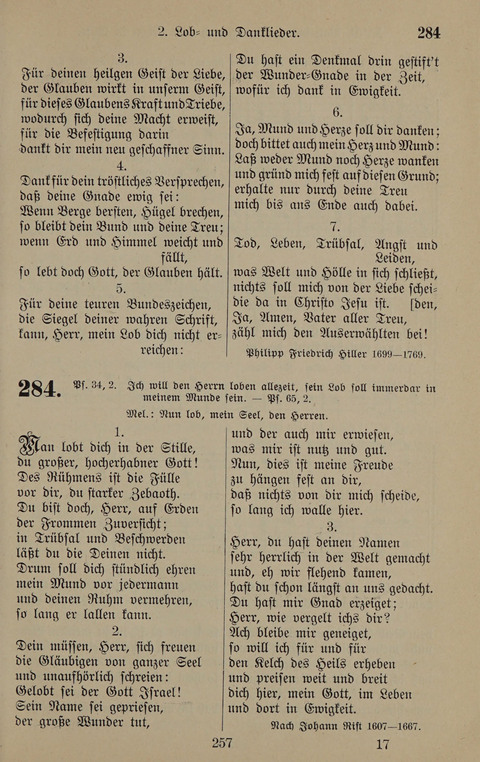 Gesangbuch: zum gottesdienstlichen und häuslichen Gebrauch in Evangelischen Mennoniten-Gemeinden (3rd ed.) page 257
