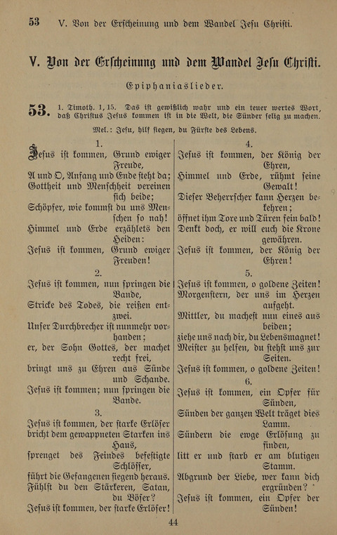Gesangbuch: zum gottesdienstlichen und häuslichen Gebrauch in Evangelischen Mennoniten-Gemeinden (3rd ed.) page 44