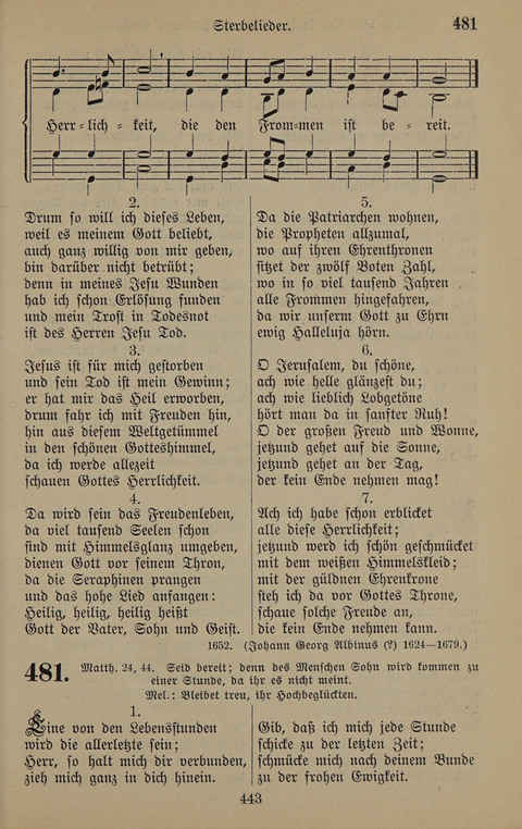 Gesangbuch: zum gottesdienstlichen und häuslichen Gebrauch in Evangelischen Mennoniten-Gemeinden (3rd ed.) page 443