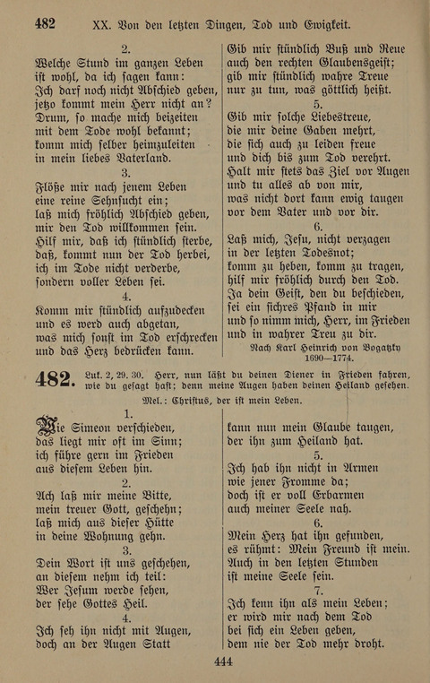Gesangbuch: zum gottesdienstlichen und häuslichen Gebrauch in Evangelischen Mennoniten-Gemeinden (3rd ed.) page 444