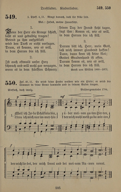 Gesangbuch: zum gottesdienstlichen und häuslichen Gebrauch in Evangelischen Mennoniten-Gemeinden (3rd ed.) page 505