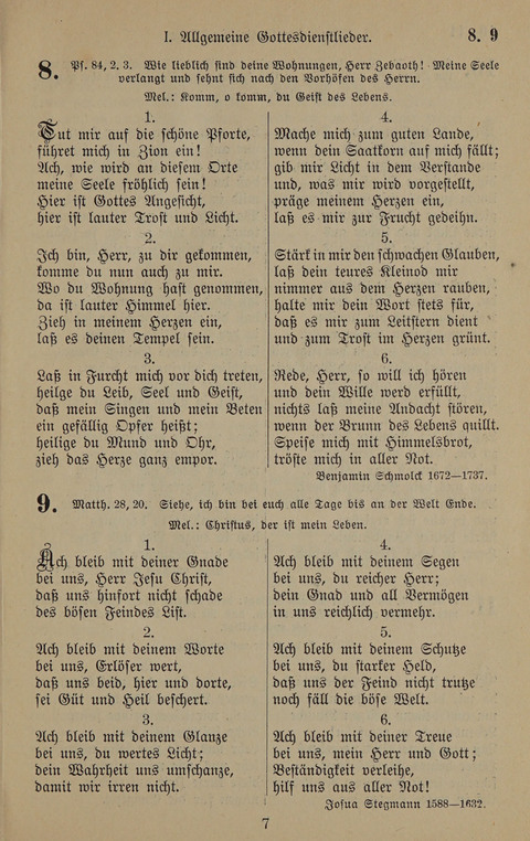 Gesangbuch: zum gottesdienstlichen und häuslichen Gebrauch in Evangelischen Mennoniten-Gemeinden (3rd ed.) page 7