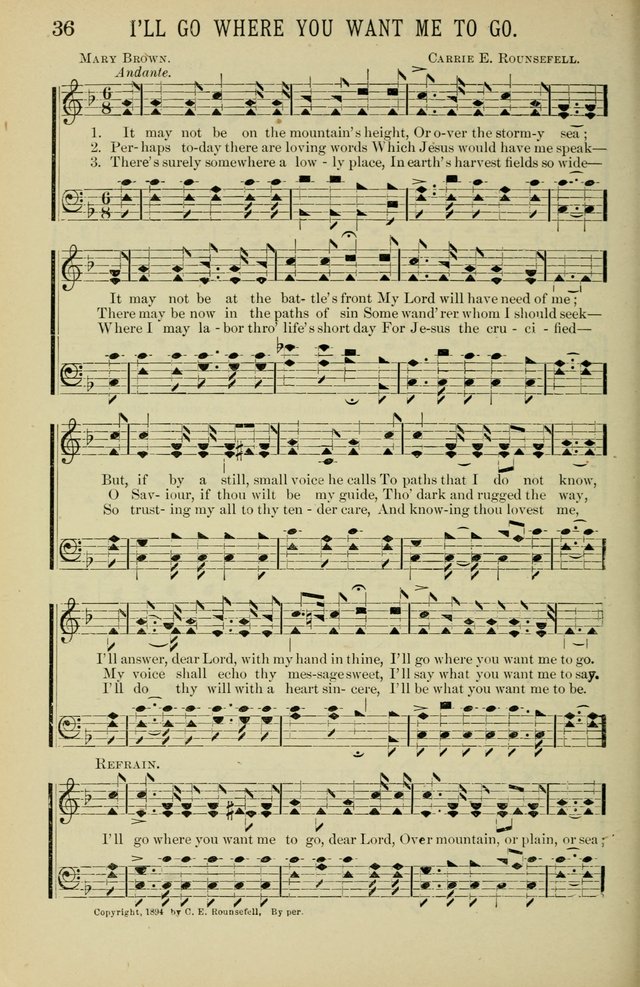 Gospel Hosannas: A Choice Collection of Hymns and Tunes for use in Evangelistic, Brotherhood and Mission Meetings, Sunday School, Etc. page 36
