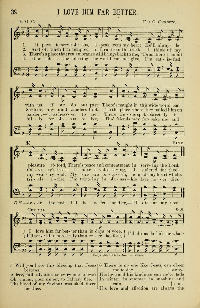 Gospel Hosannas: A Choice Collection of Hymns and Tunes for use in Evangelistic, Brotherhood and Mission Meetings, Sunday School, Etc. page 39