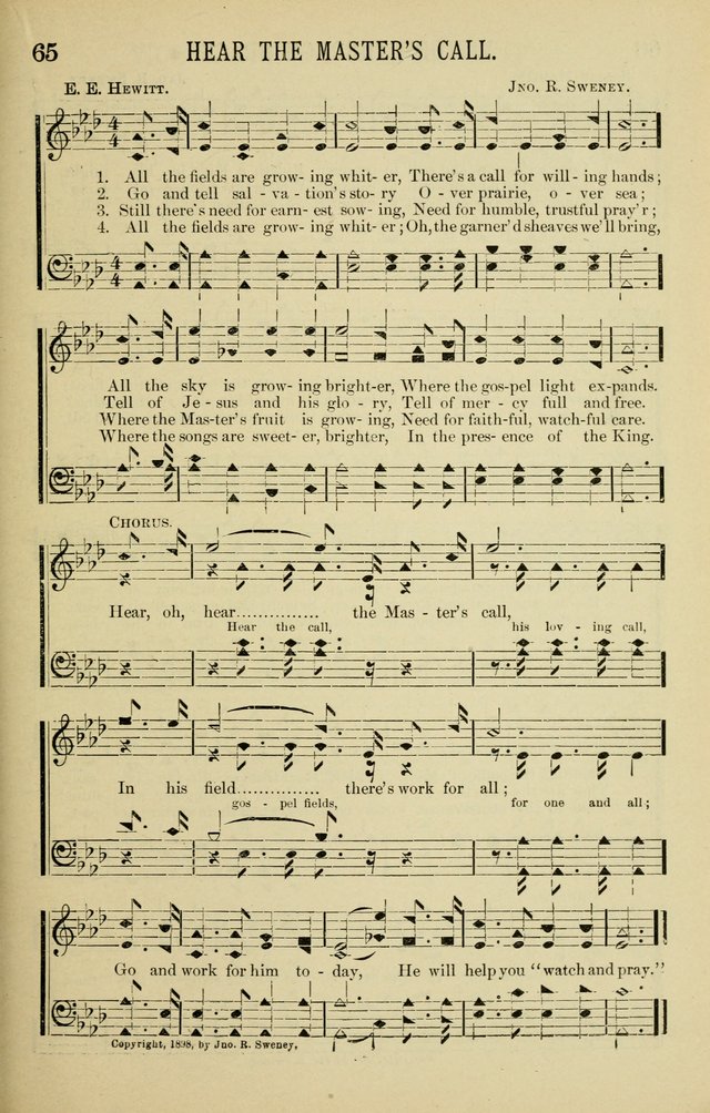 Gospel Hosannas: A Choice Collection of Hymns and Tunes for use in Evangelistic, Brotherhood and Mission Meetings, Sunday School, Etc. page 65