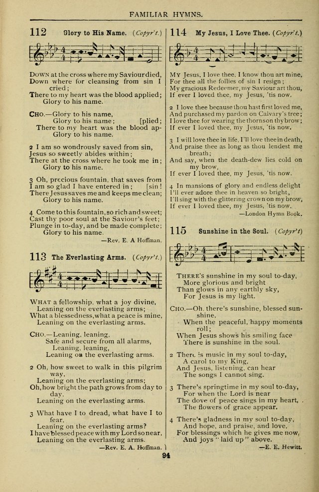 Gospel Hosannas: A Choice Collection of Hymns and Tunes for use in Evangelistic, Brotherhood and Mission Meetings, Sunday School, Etc. page 94