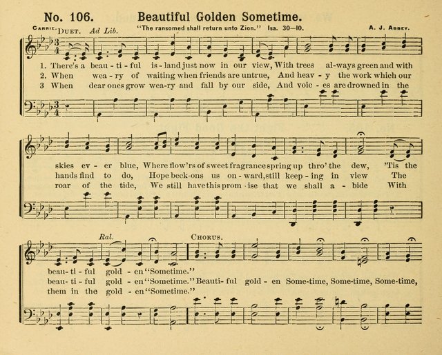 Gathered Jewels: a collection of Sunday School hymns and tunes by a selected corps of authors of great prominence; this book contains a department of christian heart songs especially prepared for youn page 106