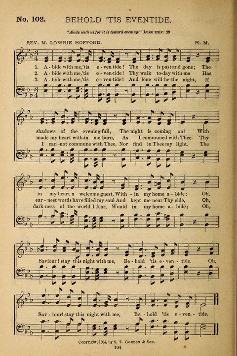 Gospel Melodies: a collection of sacred songs for use in Gospel Meetings, Social Gatheriing, &c., &c. page 104