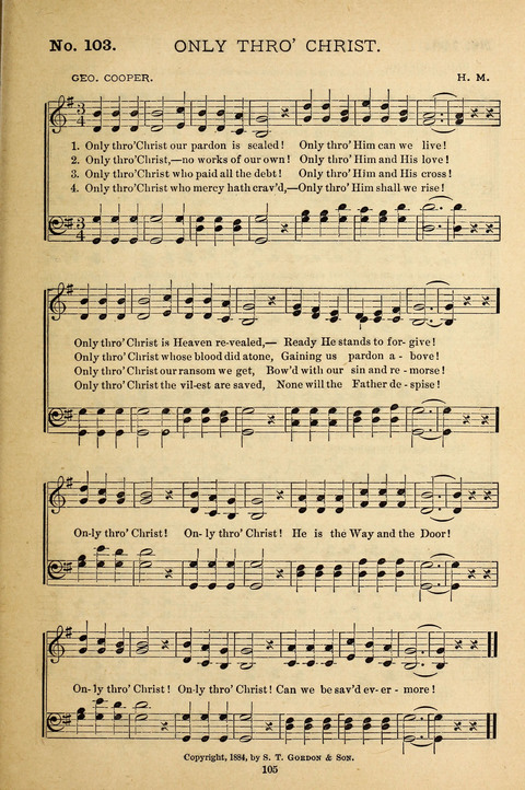 Gospel Melodies: a collection of sacred songs for use in Gospel Meetings, Social Gatheriing, &c., &c. page 105