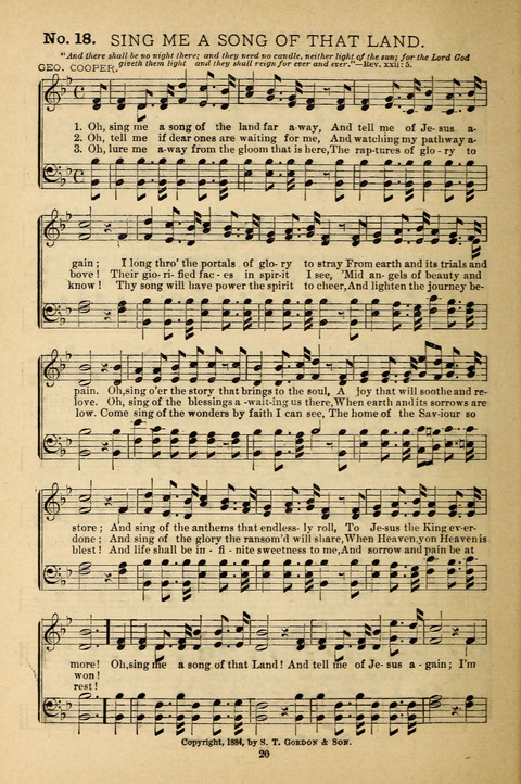 Gospel Melodies: a collection of sacred songs for use in Gospel Meetings, Social Gatheriing, &c., &c. page 20