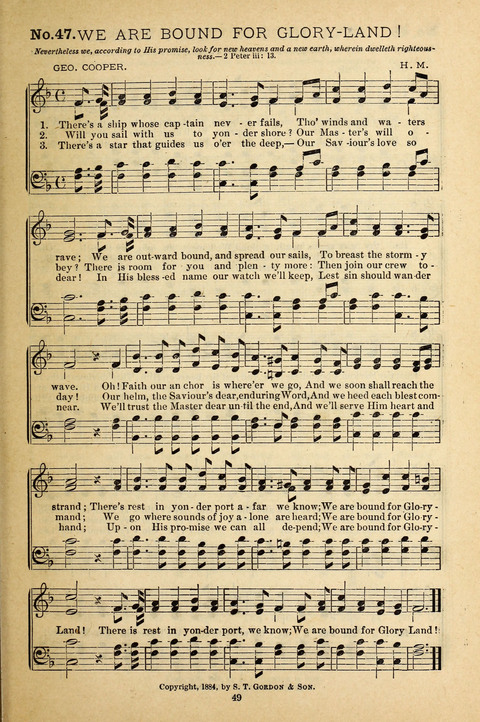 Gospel Melodies: a collection of sacred songs for use in Gospel Meetings, Social Gatheriing, &c., &c. page 49