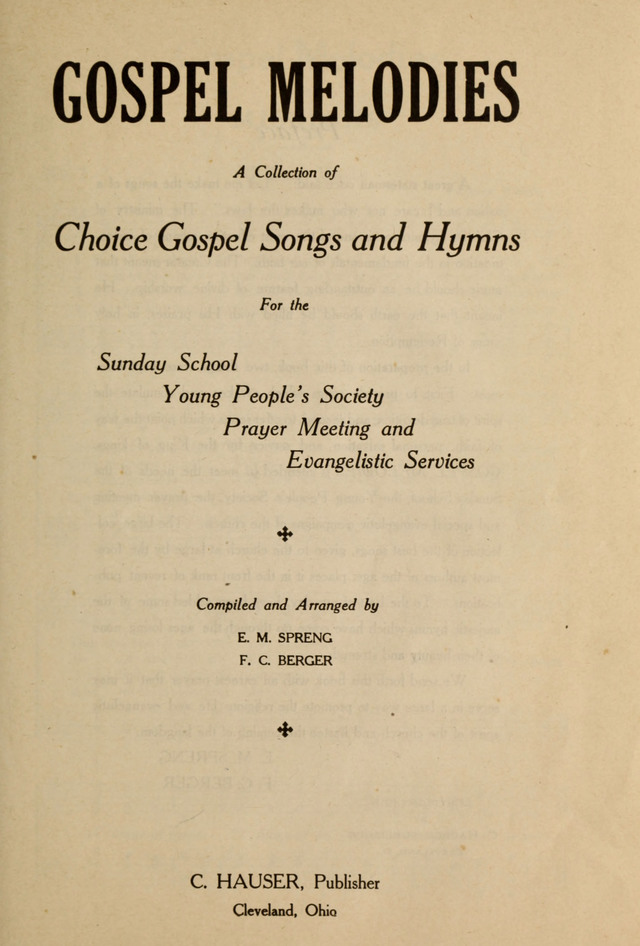 Gospel Melodies: A Collection of Choice Gospel Songs and Hymsn page iv