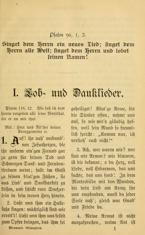 Gesangbuch in Mennoniten-Gemeinden in Kirche und Haus (4th ed.) page 1