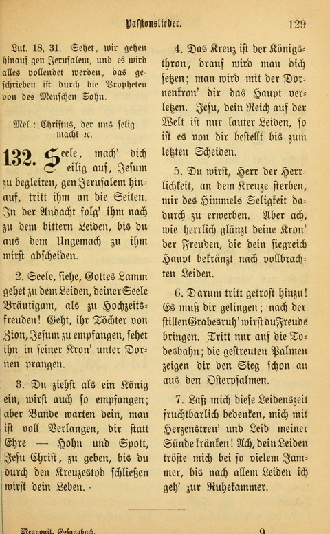Gesangbuch in Mennoniten-Gemeinden in Kirche und Haus (4th ed.) page 129