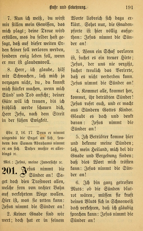 Gesangbuch in Mennoniten-Gemeinden in Kirche und Haus (4th ed.) page 191