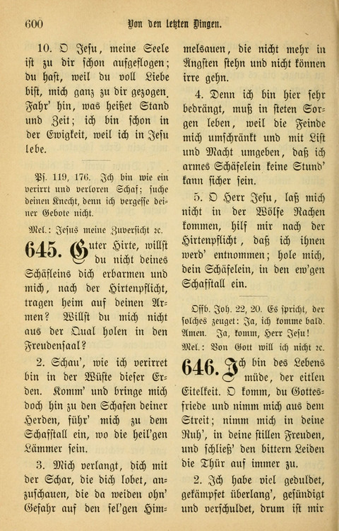 Gesangbuch in Mennoniten-Gemeinden in Kirche und Haus (4th ed.) page 600