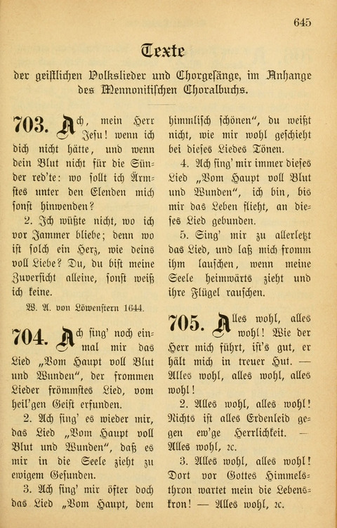 Gesangbuch in Mennoniten-Gemeinden in Kirche und Haus (4th ed.) page 645
