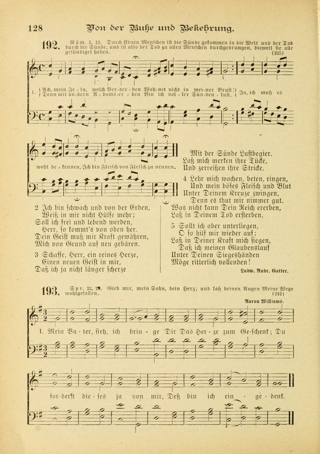 Gesangbuch mit Noten: herausgegeben von der Allgemeinen Conferenz der Mennoniten von Nord-Amerika (3rd. Aufl.) page 128