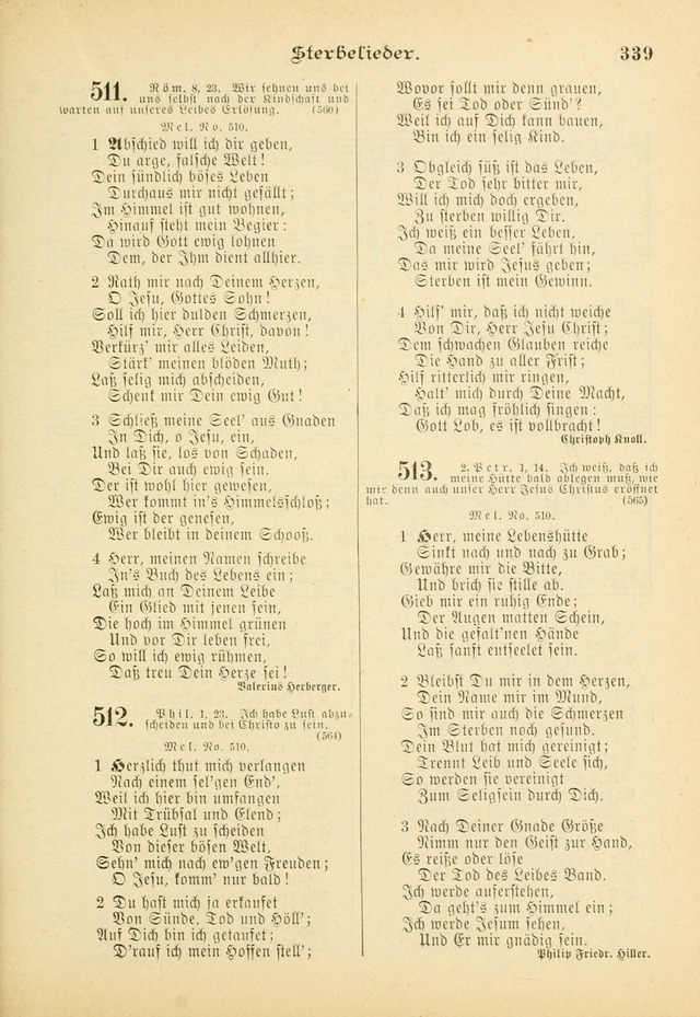 Gesangbuch mit Noten: herausgegeben von der Allgemeinen Conferenz der Mennoniten von Nord-Amerika (3rd. Aufl.) page 339