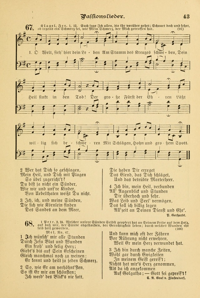 Gesangbuch mit Noten: herausgegeben von der Allgemeinen Conferenz der Mennoniten von Nord-Amerika page 43