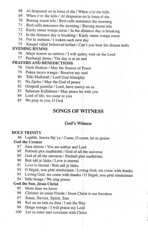 Global Praise 3: more songs for worship and witness page vi