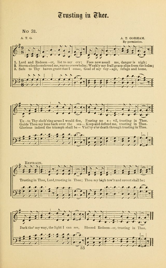 Gospel in Song: a new collection of "hymns and spiritual songs," for use in Sunday schools, praise meetings, prayer meetings, revival meetings, camp meetings and in other places ... page 33