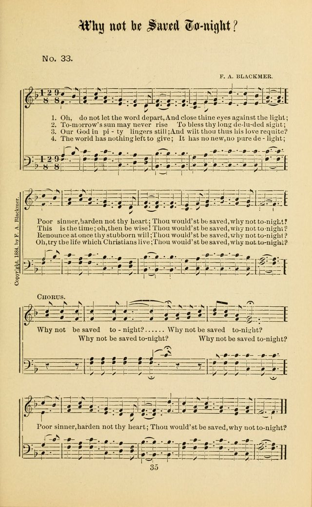 Gospel in Song: a new collection of "hymns and spiritual songs," for use in Sunday schools, praise meetings, prayer meetings, revival meetings, camp meetings and in other places ... page 35