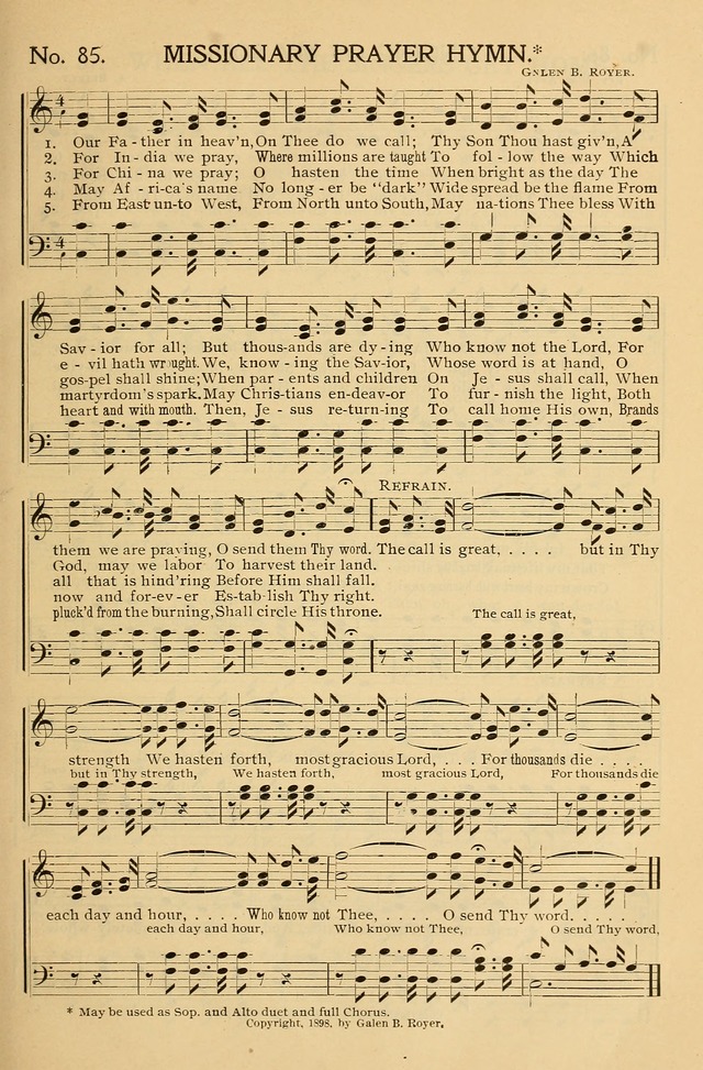 Gospel Songs and Hymns No. 1: for the sunday school, prayer meeting, social meeting, general song service page 85
